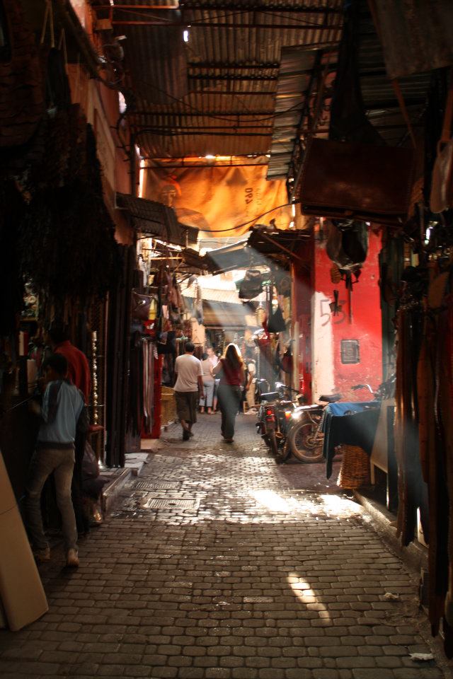 Walking through one of the souk walkways that lead to the square.